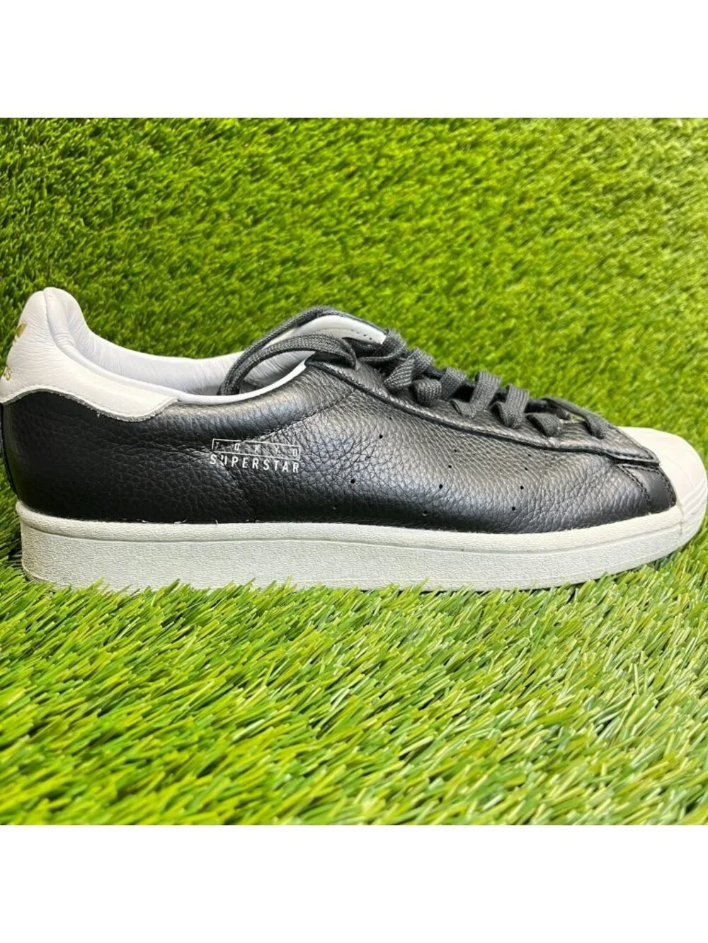 Adidas Superstar Pure Mens Size 9 Black White Athletic Leather Shoes Sneakers